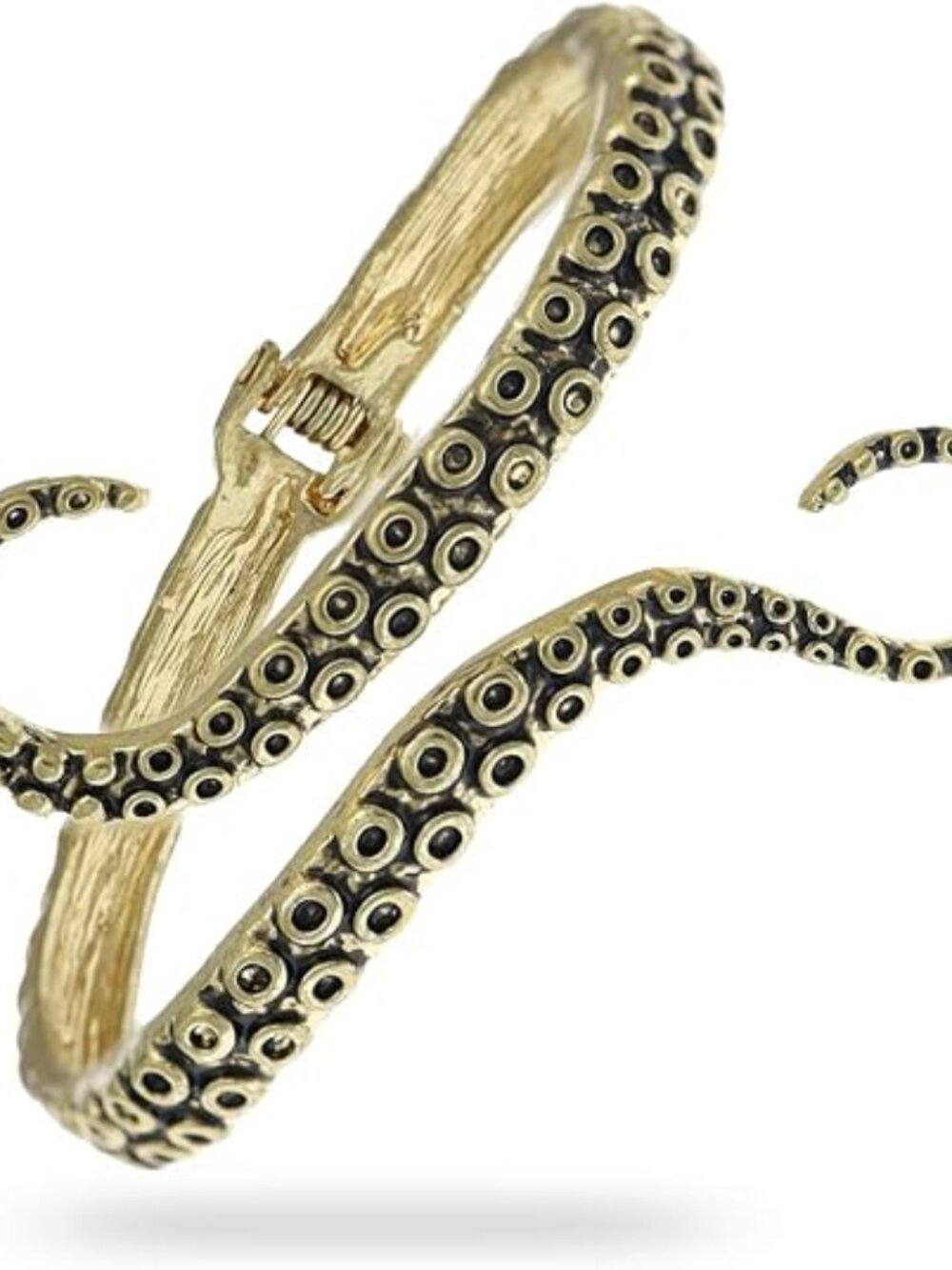 Octopus Tentacle Cuff Bracelet Vintage Golden Polycarbonate Zinc